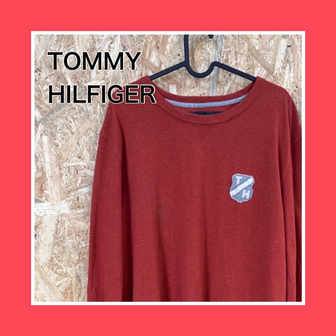 TOMMY HILFIGER トミーヒルフィガー ロンT オレンジ ワッペン - メルカリ