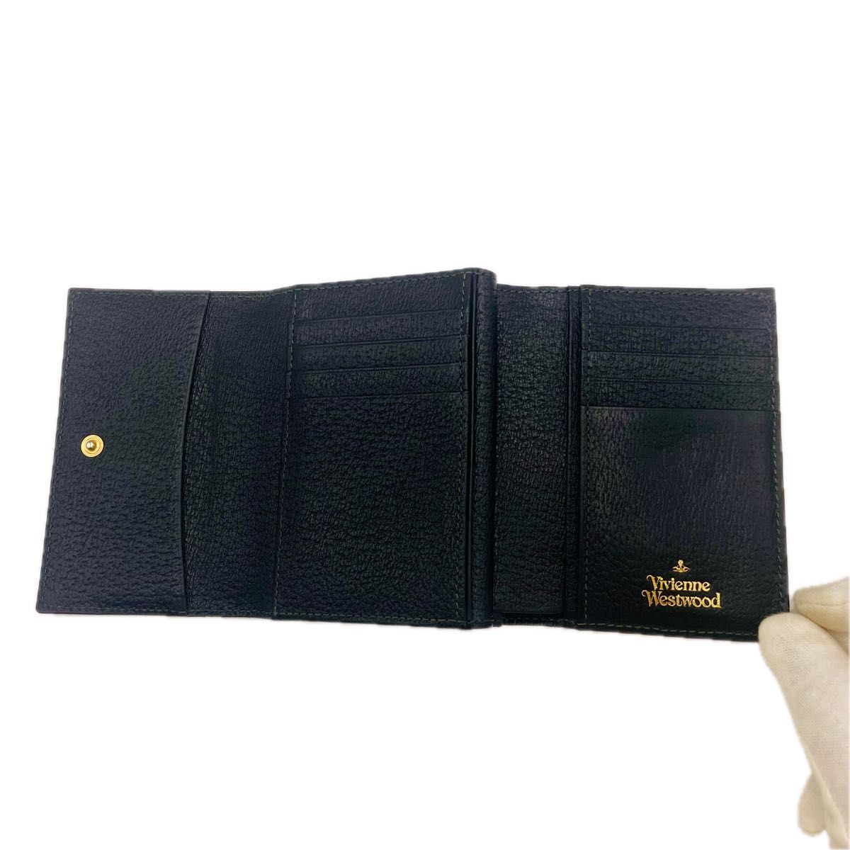 Vivienne westwood オーブロゴ　折り財布　ガマ口　オーブロゴ Vivienne westwood オーブロゴ 二つ折り財布 ガマ口 ブラック