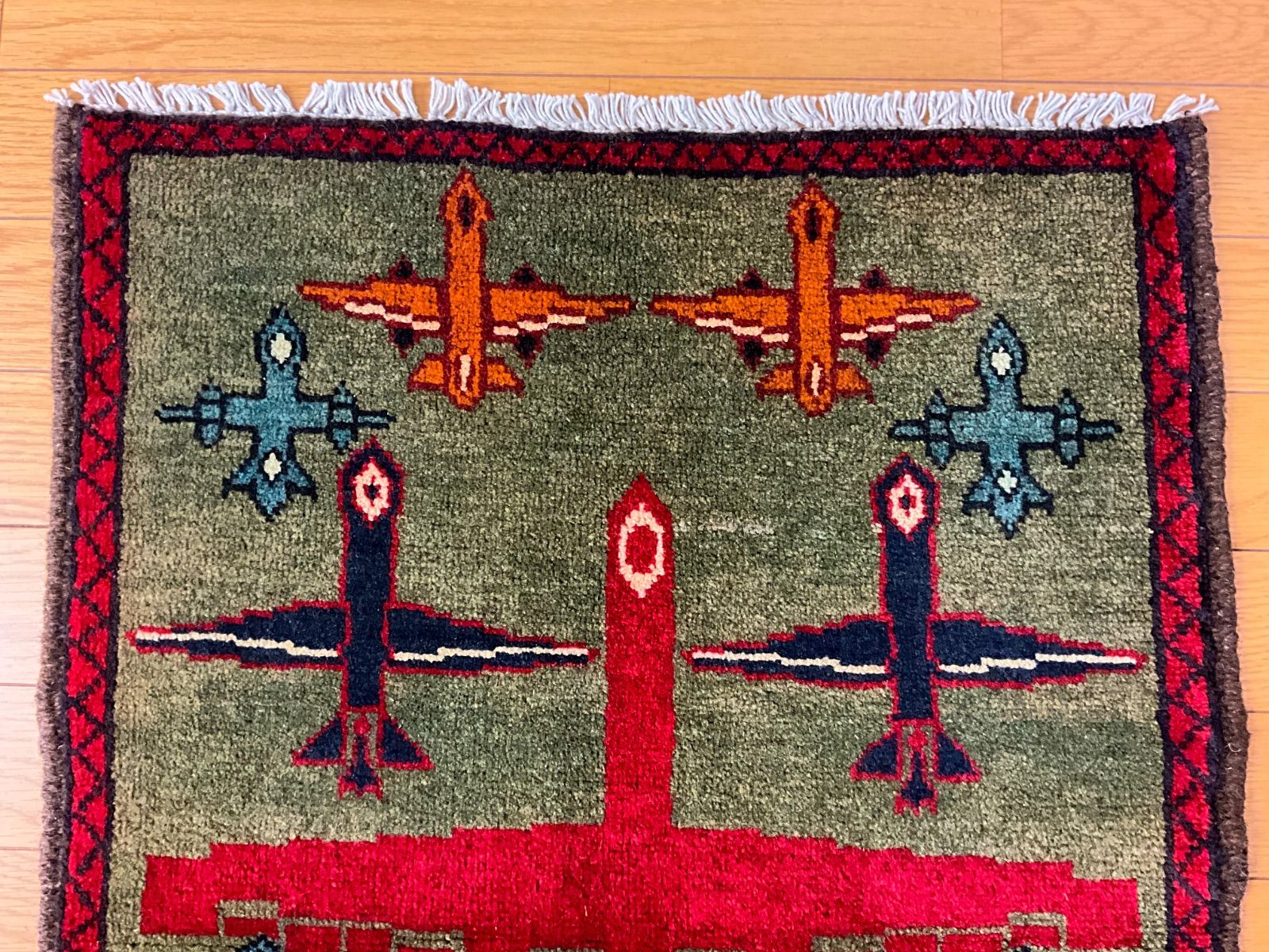美品 手織り絨毯 トルクメン ウォーラグ アフガニスタン産 エア