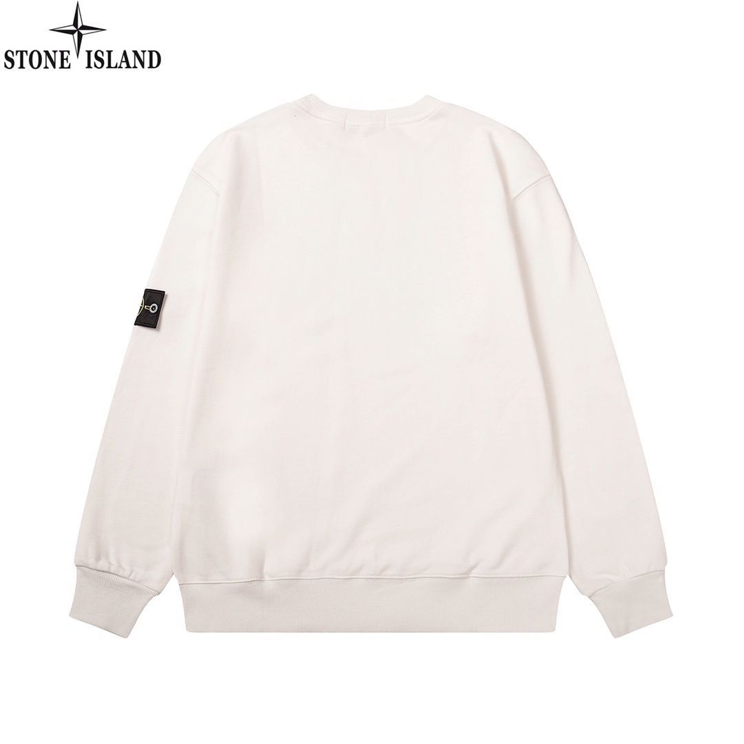 STONE ISLAND ストーンアイランド  Stone Island 白 コットン L/S クルーネック スウェット トップス メンズ 秋冬ファッションのパーカーです