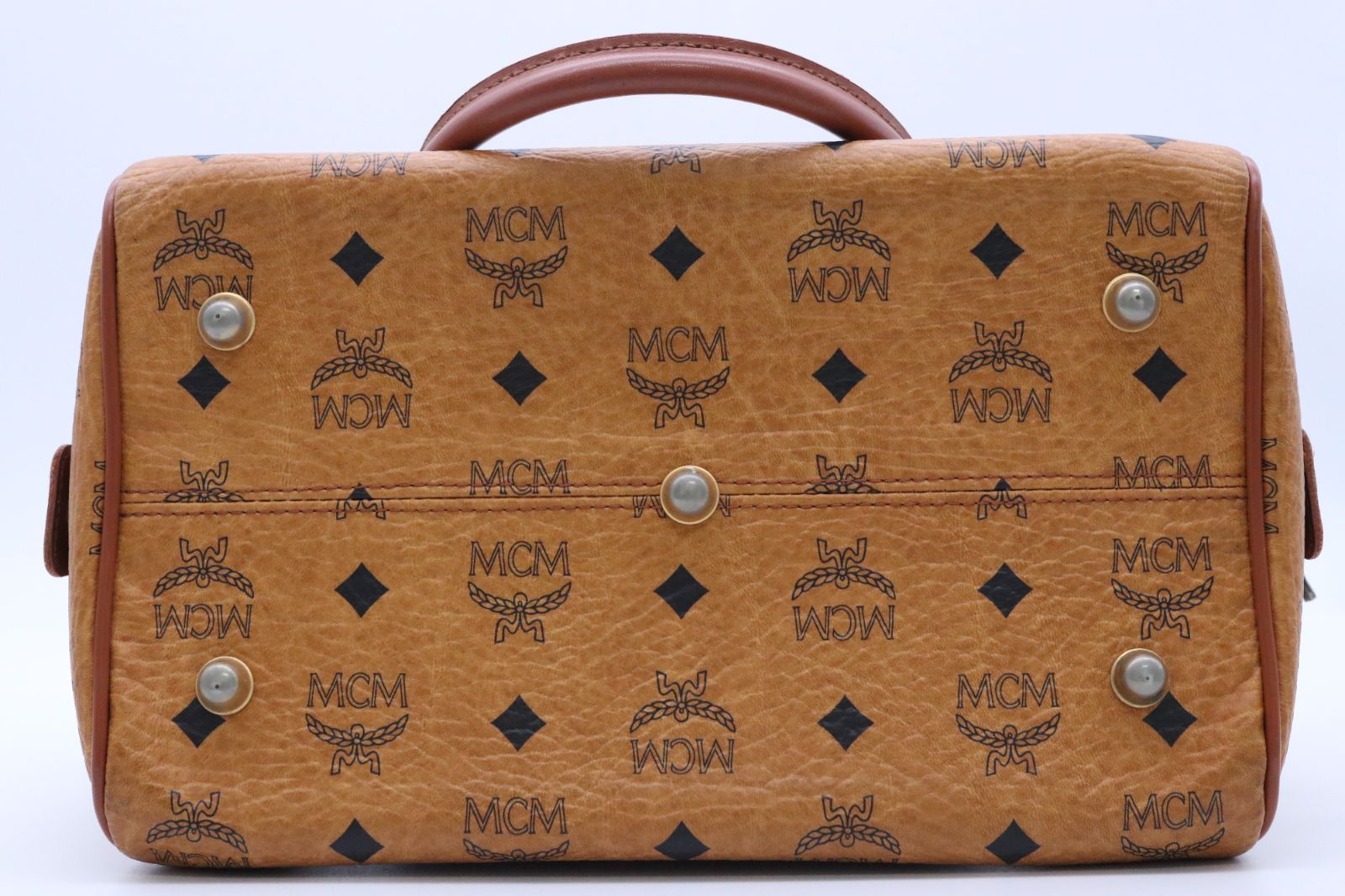 中古美品 MCM ボストンバッグ 2way ヴィセトス柄 大容量 黒 レザー
