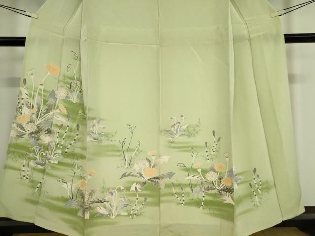 平和屋着物▽訪問着　単衣　草花文　金彩　鬼しぼ縮緬　正絹　逸品　DAAV5215az 平和屋着物▽訪問着 単衣 草花文 金彩 鬼しぼ縮緬 正絹 逸品