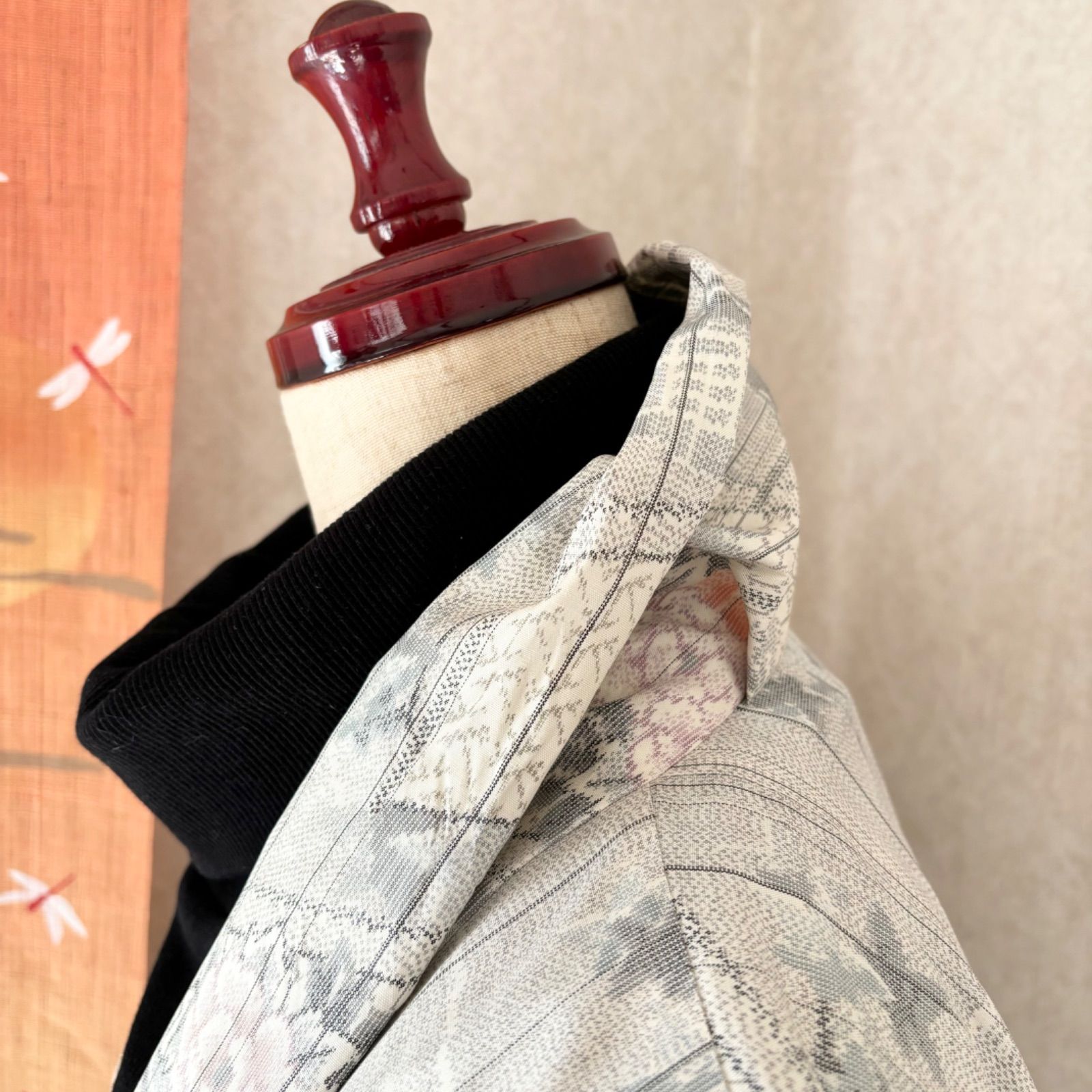 証紙付きの大島紬ですハンドメイド 大島紬で作ったコート 冬芽