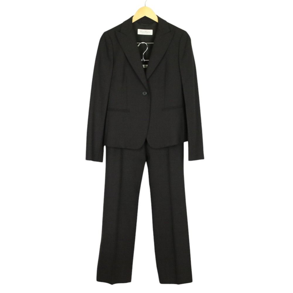 Max Mara マックスマーラ テーラードジャケット パンツ セットアップ スーツ 38 ブラック グレー レディース 古着