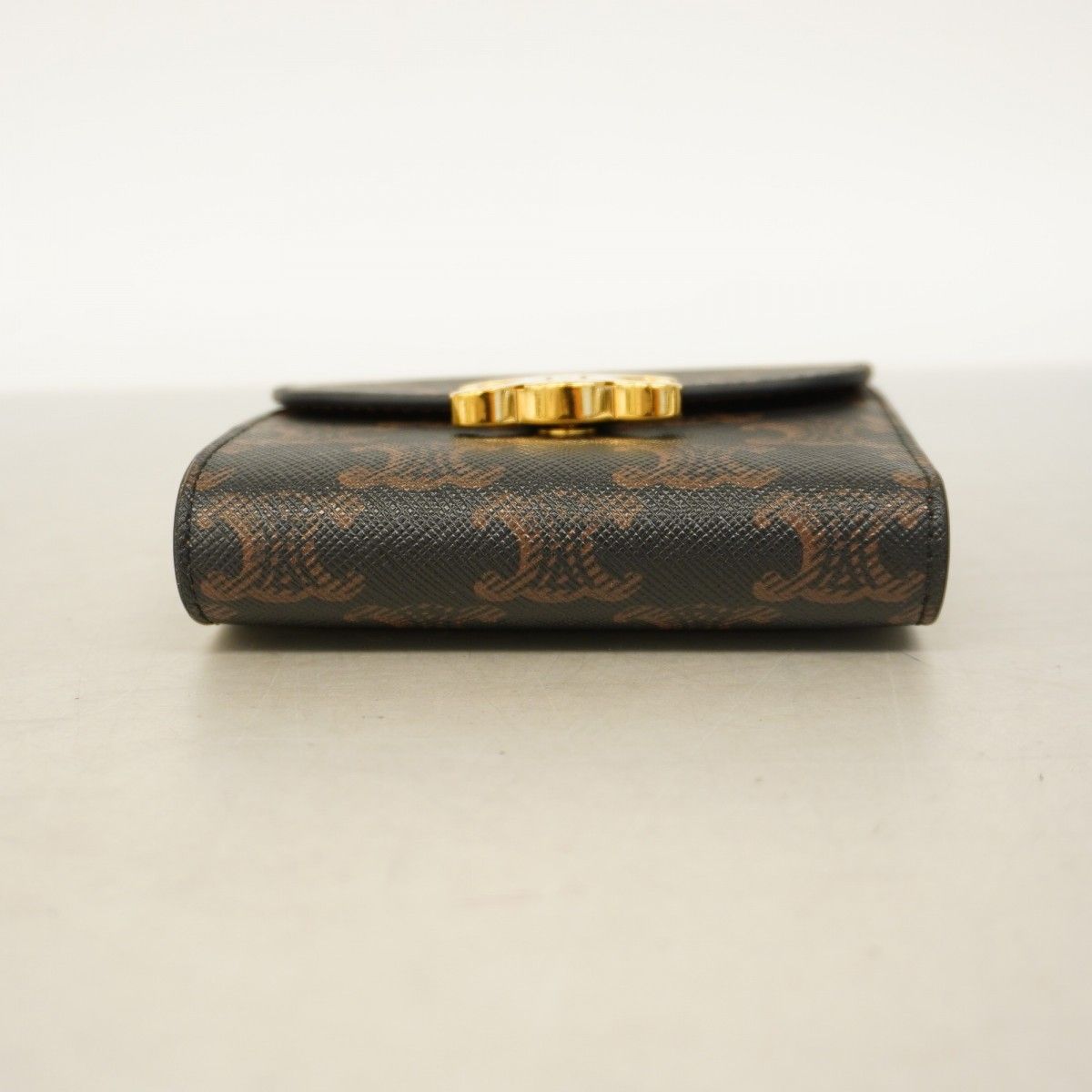 5hb0985-h】セリーヌ 三つ折り財布 トリオンフ PVC ブラック ゴールド  