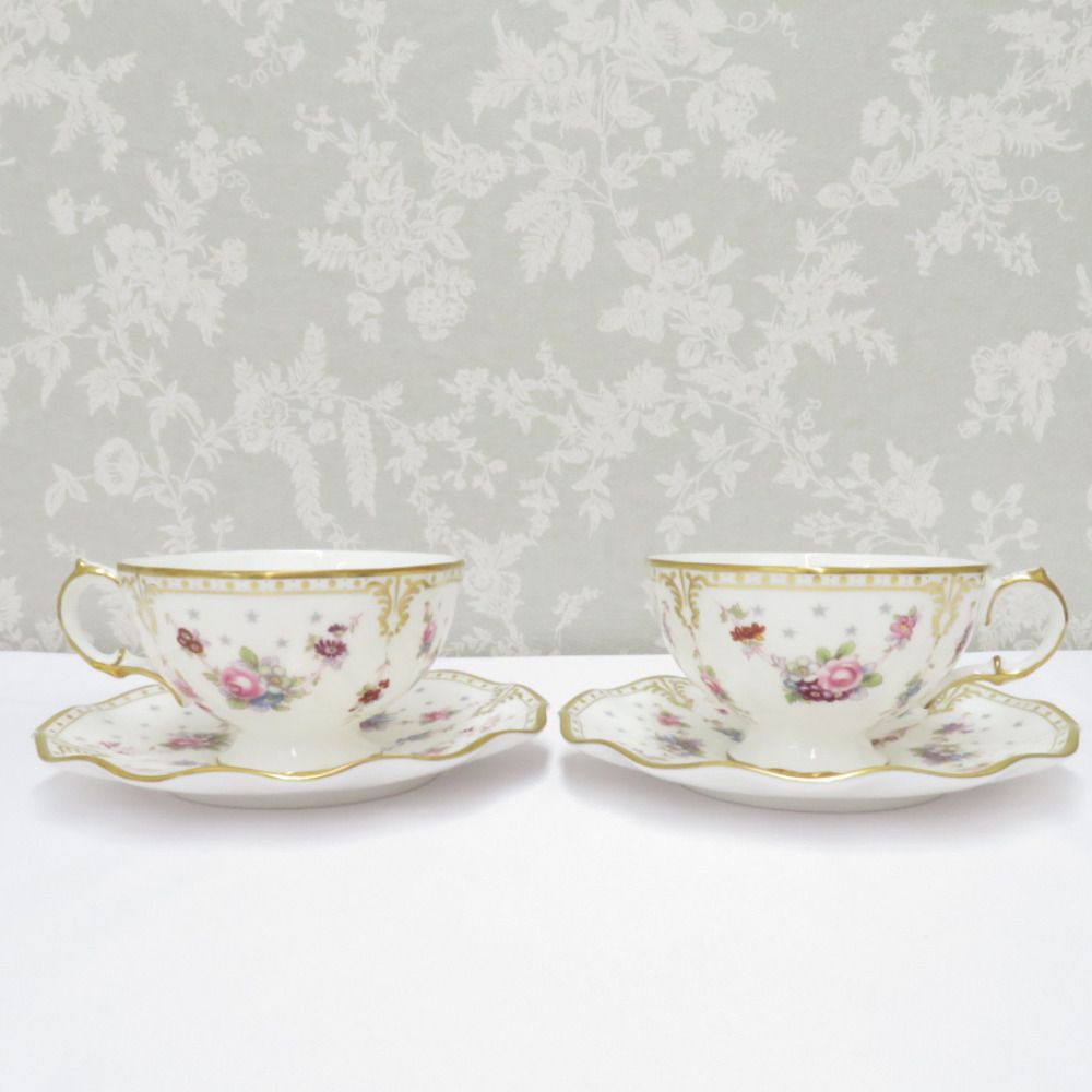 royal crown derby ロイヤルクラウンダービー 食器 Royal Antoinette ロイヤルアントワネット カップ＆ソーサー  ティーカップ 2客セット - カップ・ソーサー