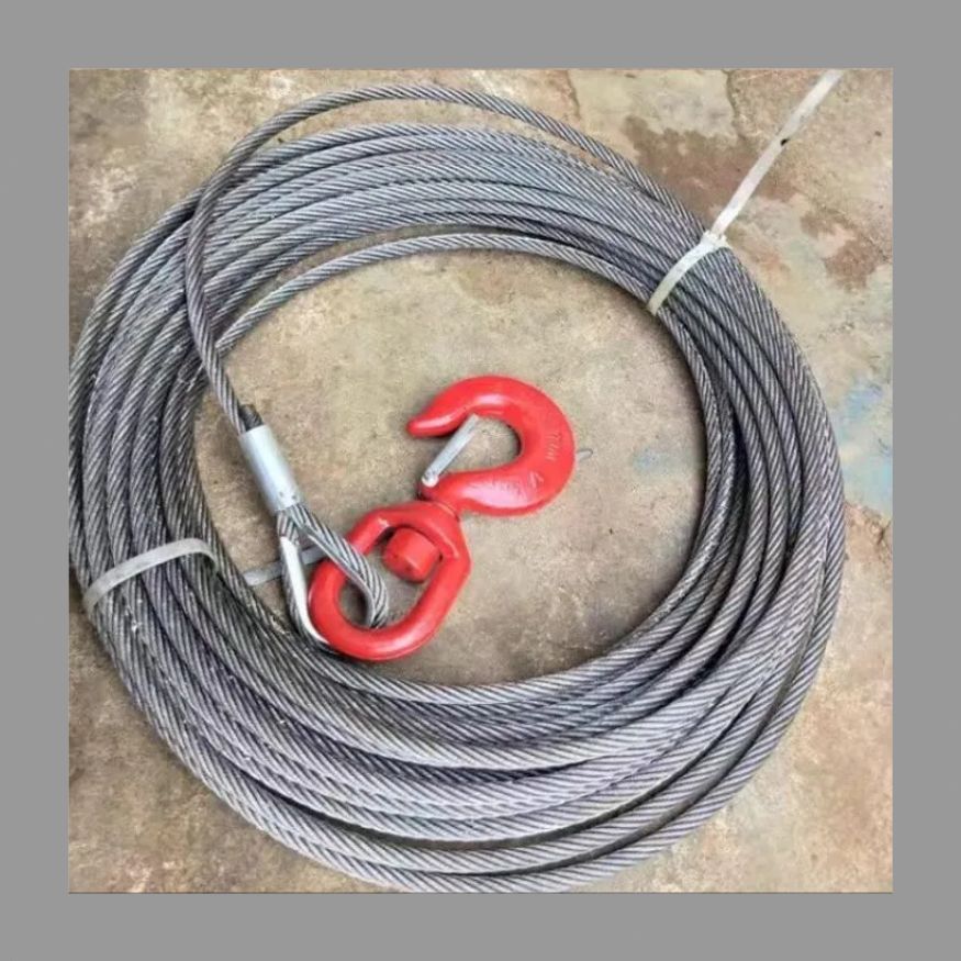 新入荷 ウインチワイヤー ケーブル ワイヤーロープ 電動ウインチ用 10mm×20m フック付 耐荷重4t 亜鉛メッキ鋼製 積載車用