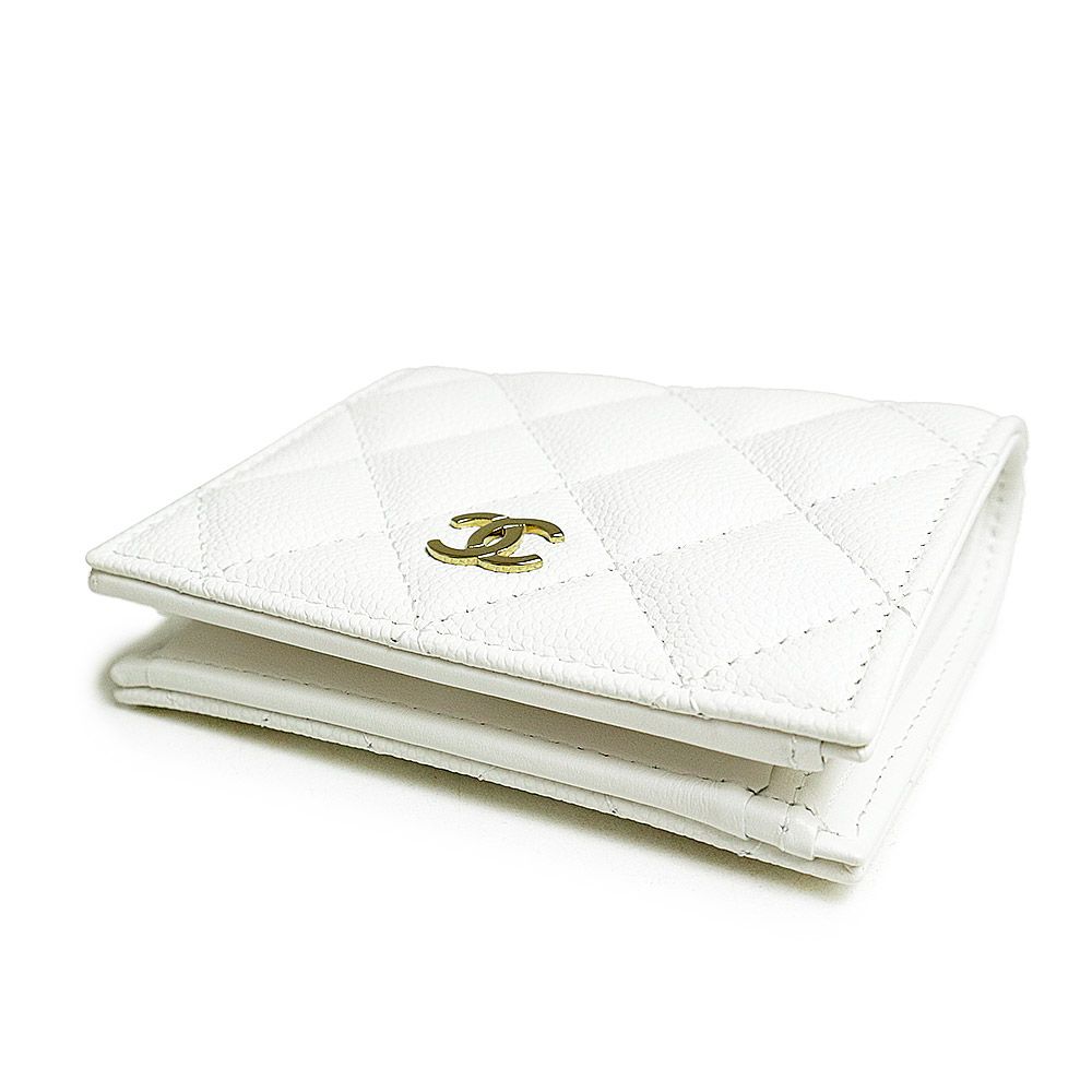 【ロゴが輝く♢上品ホワイト】CHANEL スモールウォレット シャネル マトラッセ ココマーク クラシック スモール