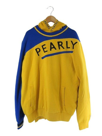 パーリーゲイツ PEARLY GATES ツイン ニット 2点セット ストレッチ天竺 ボーダー ジャガー プルオーバー ニット パーカー サイズ6 イエロー 正規 QQQ