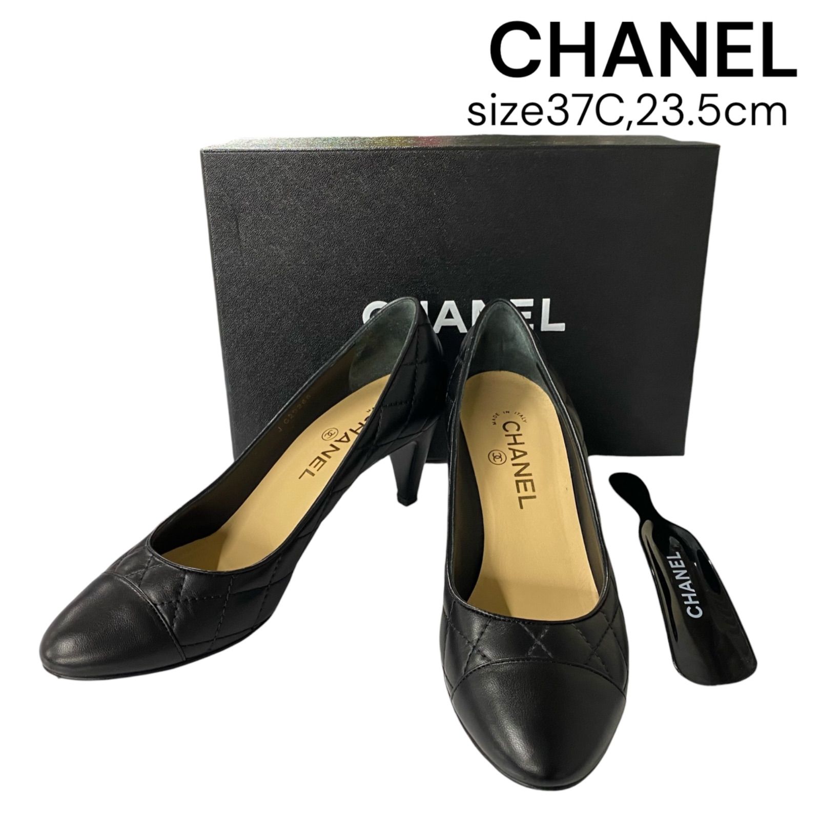 CHANEL サイズ表記「37C」23.5センチ　ブラック　パンプス ○美品 シャネル CHANEL パンプス ハイヒール マトラッセ ココ