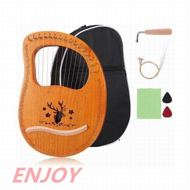 16弦木製ハープ 金属弦 無垢材 弦楽器 ニッチ楽器 ポータブル ハープセット 竪琴 弦楽器 心癒し 収納バッグ付き
