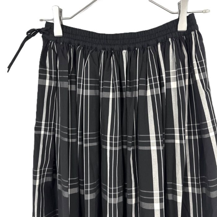 ドゥロワー Drawer ギャザーロングスカート チェック柄 ウエストリボン