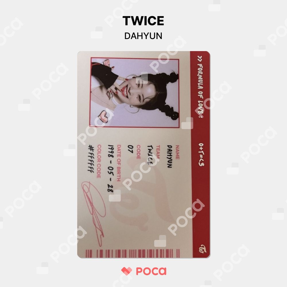 TWICE ダヒョン トレカ Formula of Love: O＋T=＜3 SCIENTIST ID
