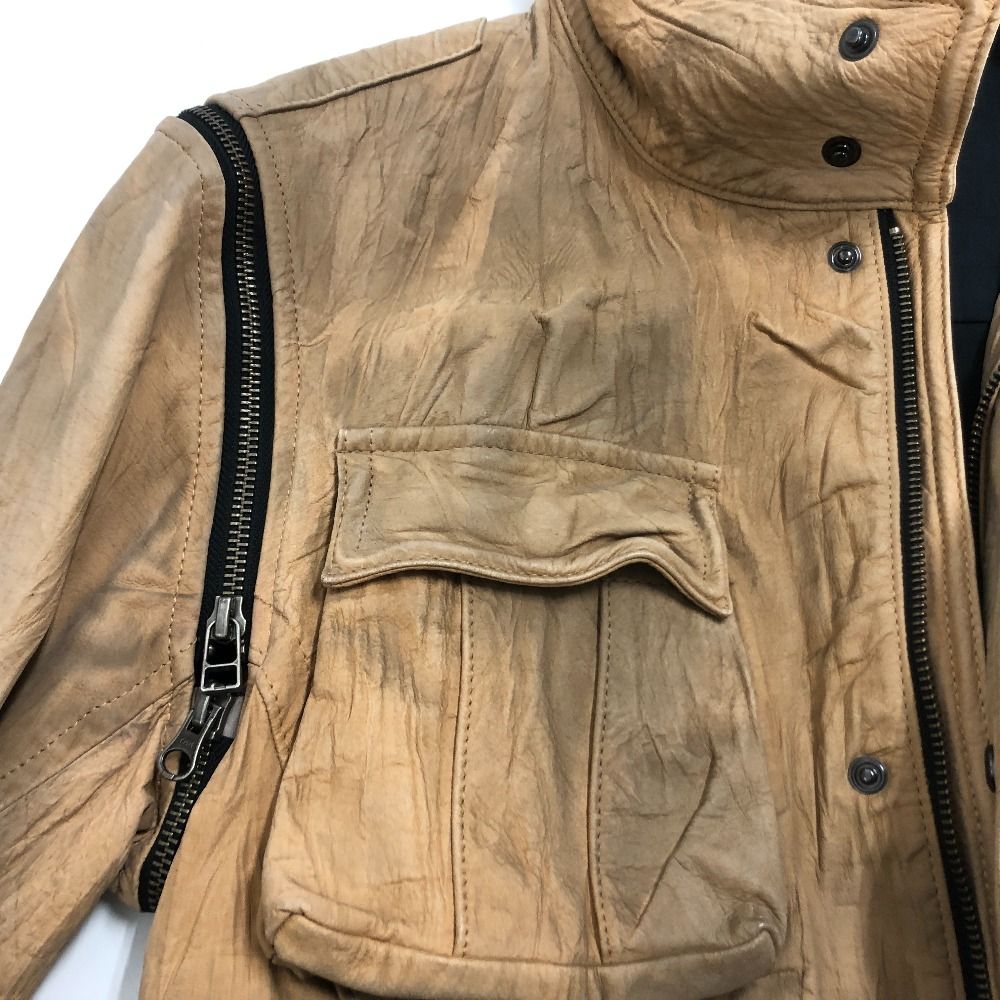 02w09219 エルメネジルドゼニア ZEGNA レザージャケット ブラウン L