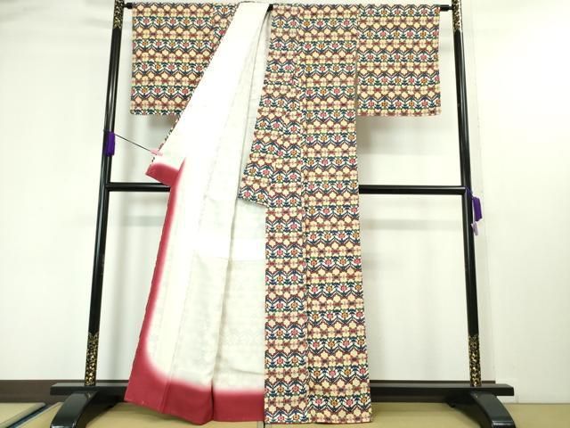 平和屋本店□極上 本場琉球紅型 小紋 草花文 逸品 未使用 DZAA4491kh5  