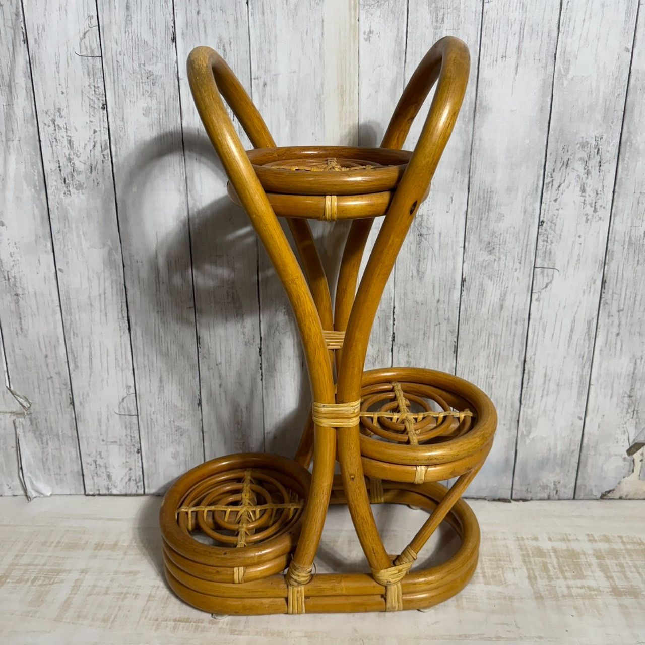 ラタン 昭和レトロ 花台 ライト 籐 ラタン 昭和レトロ 花台 ライト 籐