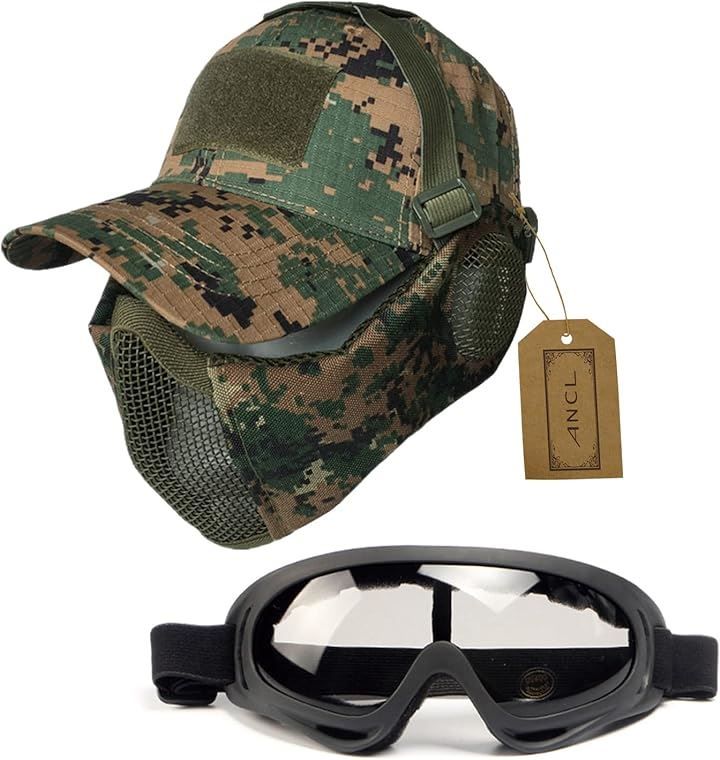 サバゲー用、マスク・グローブ・迷彩キャップ7点セット