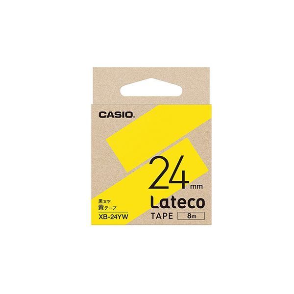 （まとめ） カシオ ラベルライター Lateco専用詰替用テープ 黄に黒文字 24mm 