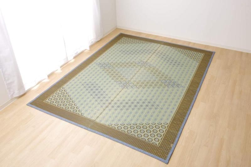 イケヒコ い草 ラグ カーペット DX組子 約95×150cm グレー 裏 不織布 1715350