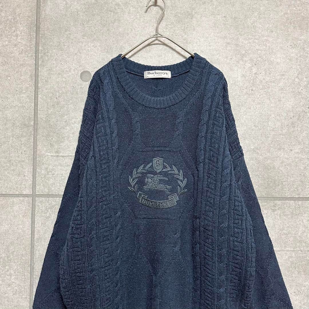 Burberrys バーバリーズ 刺繍ホースロゴ ケーブルニット ビック