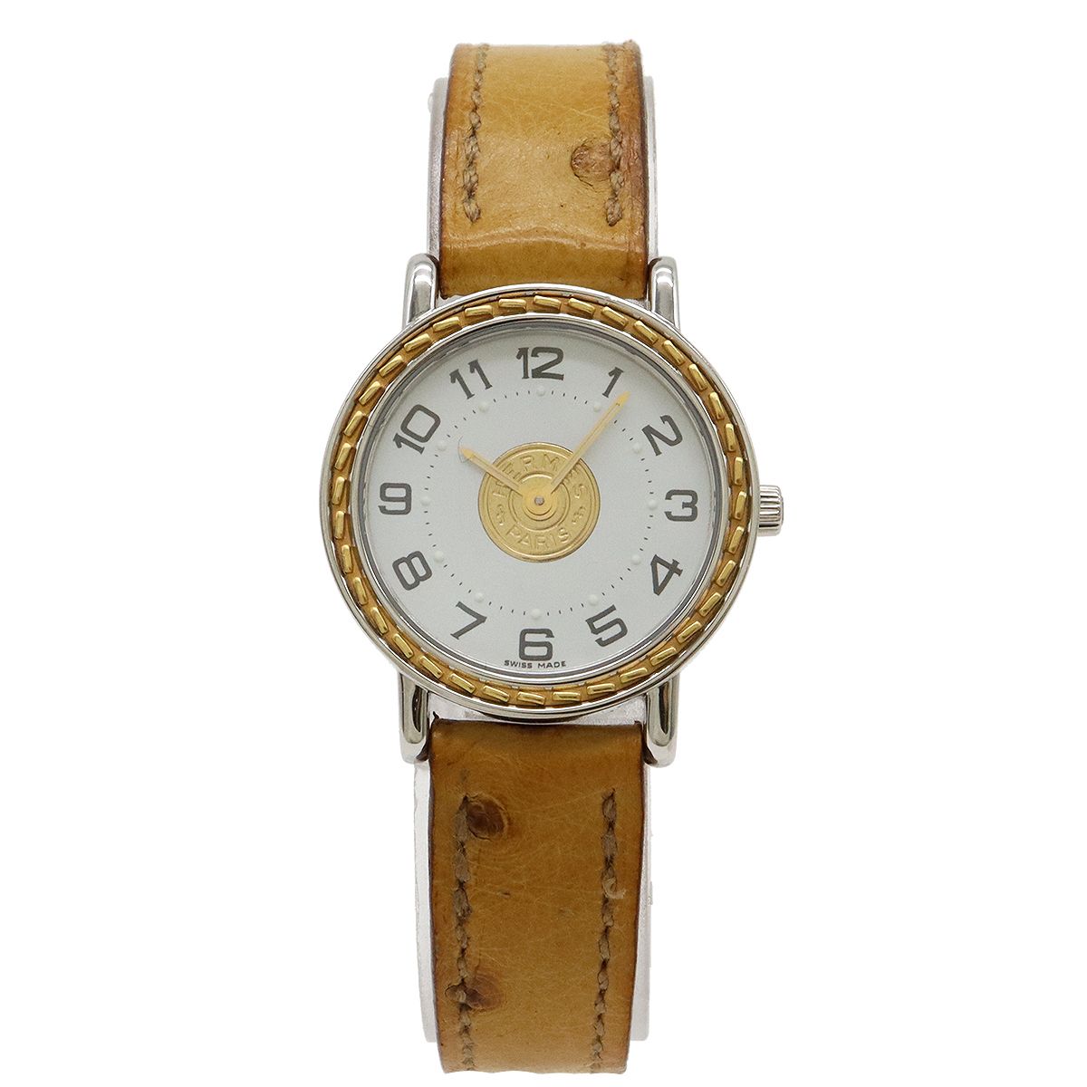 美品✨エルメス セリエ コンビ デイト 新品レザーベルト 稼働品 クウォーツ 美品✨エルメス セリエ コンビ デイト レザーベルト 稼働品