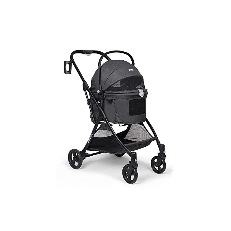 Beberoad R5 ペットカート 猫 カート分離型 折りたたみ 4輪 前輪360°回転 犬用バギー 犬用ベビーカー 多頭用 小型犬 中型犬 ペット キャリーカート いぬ用カートワンタッチ 折りたたみ 後輪ブレーキ付 多機能 散歩 外出便利 耐荷重12- 1