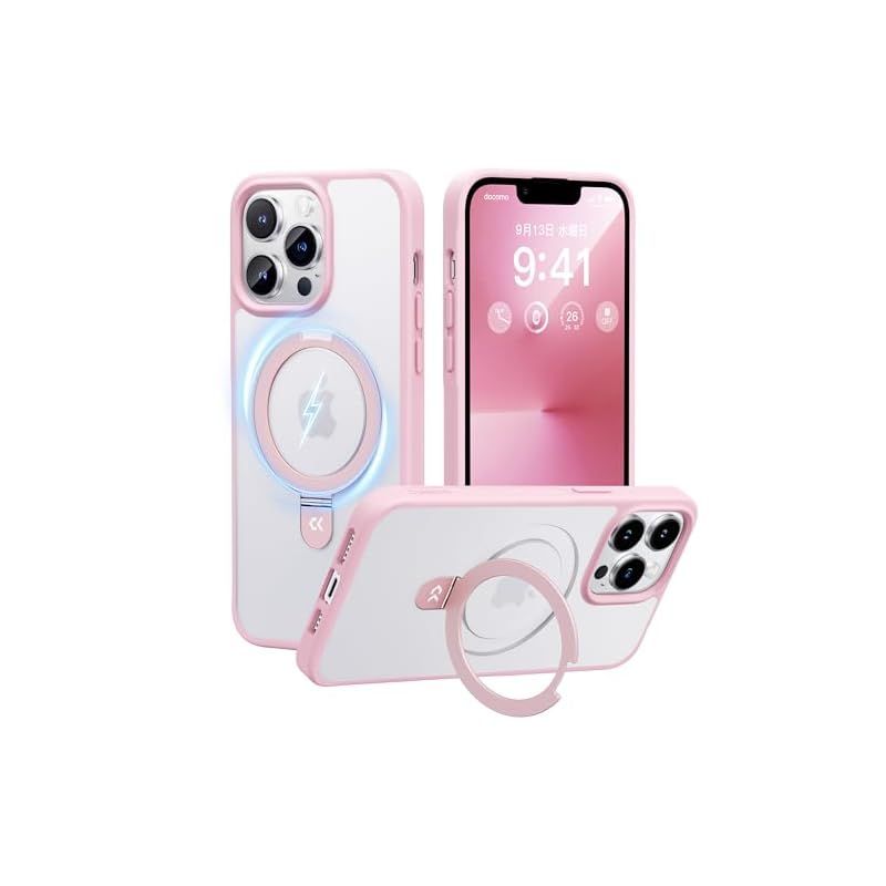 【2024必見！4in1多機能満載】CASEKOO iPhone13ProMax 用 ケース 隠しスタンド 横縦両立 米軍MIL規格 耐衝撃 MagSafe対応 スマホケース 薄形半透明 マット仕上げ 指紋防止 ストラップホール付き ワイヤ