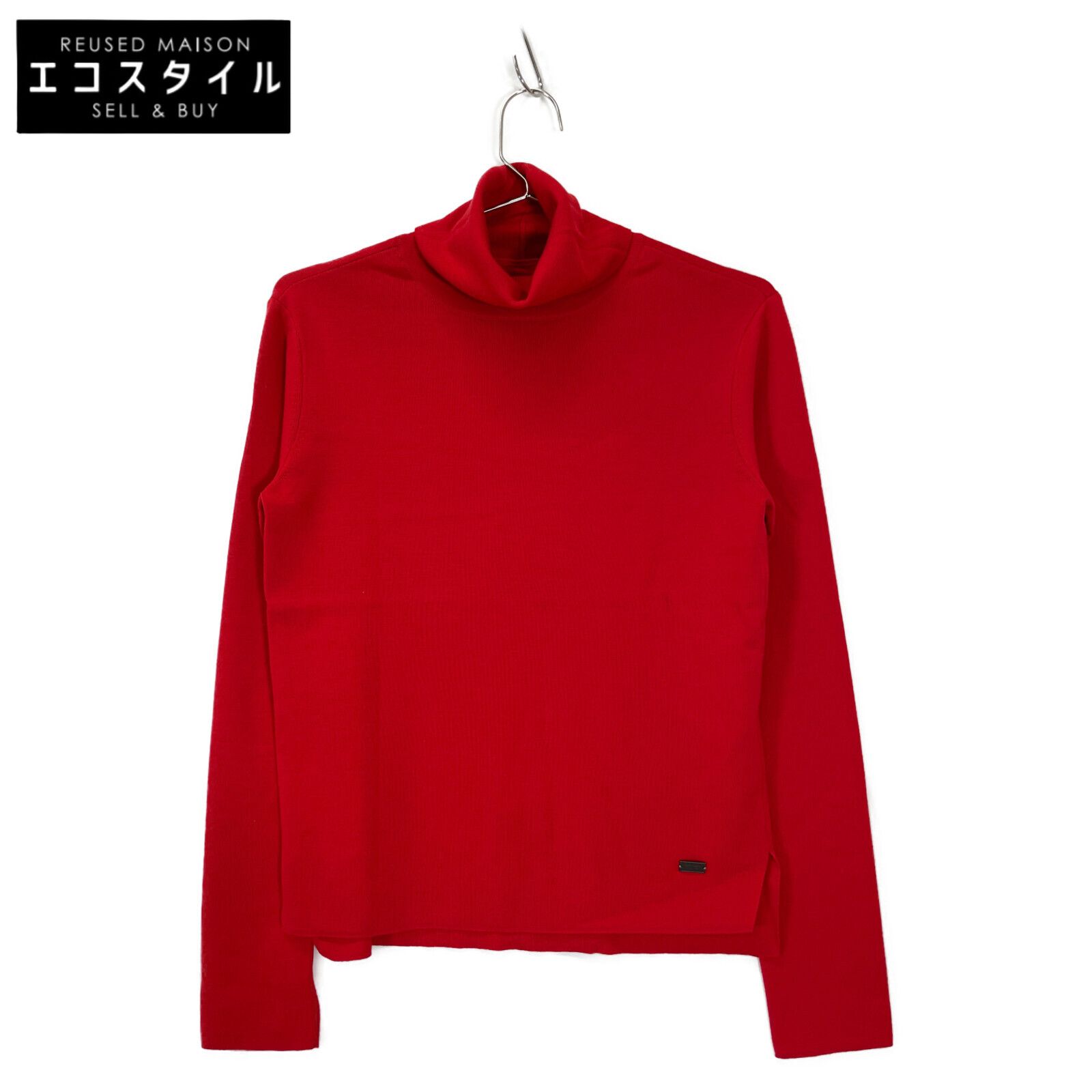 FOXEY フォクシー 赤 39116 ｸﾞﾚｰｽｳｰﾙ ﾀｰﾄﾙﾈｯｸﾆｯﾄ KNIT TOP GRACE TURTLE 40