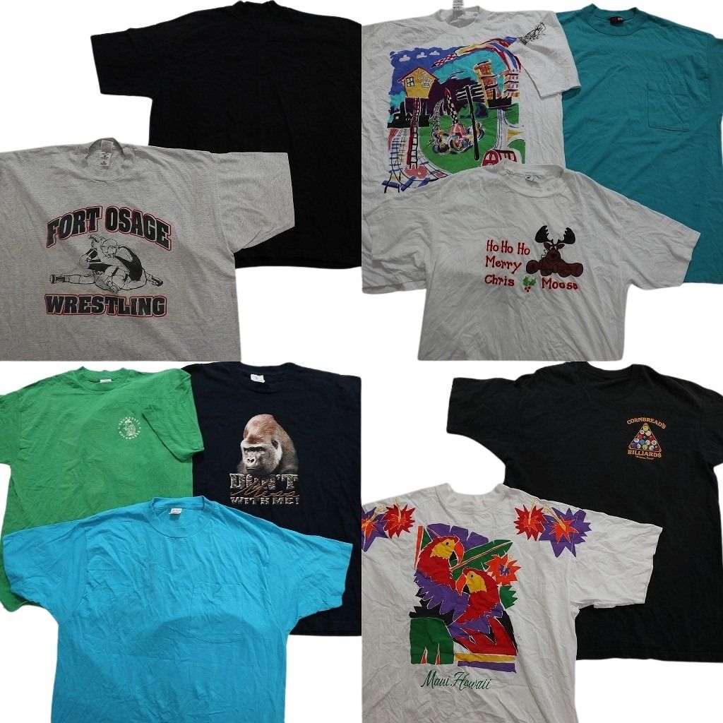古着卸 ～90s シングル 半袖Tシャツ 10枚セット メンズ 2XL アニマル ポケＴ 大判プリント 古着 NA2406