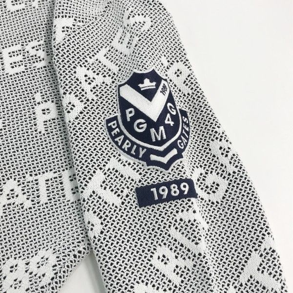 PEARLY GATES パーリーゲイツ ニット ジップパーカー ロゴ柄 ホワイト