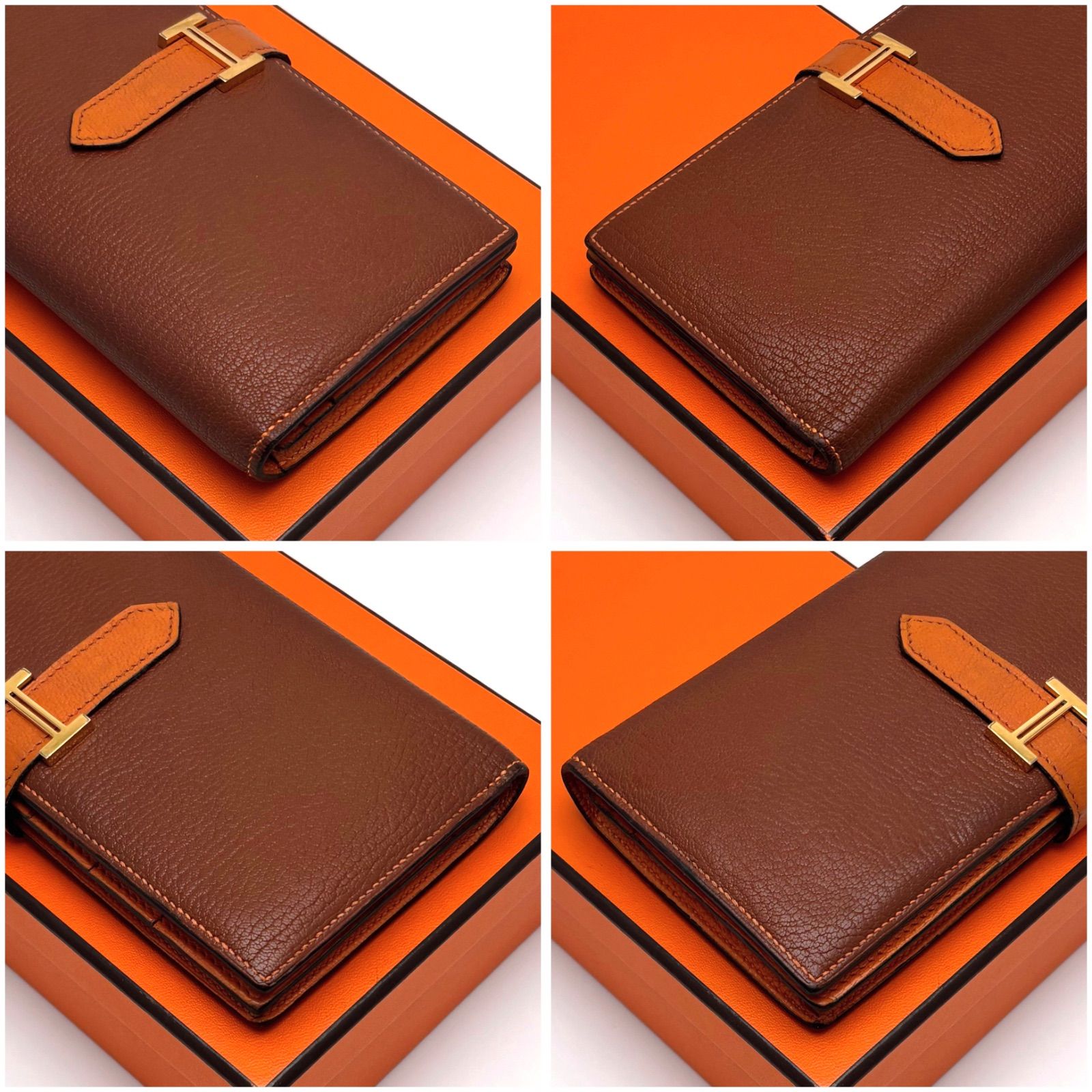 入手困難】HERMES べアン スフレ オレンジ ブラウン ゴールド金具 バイ