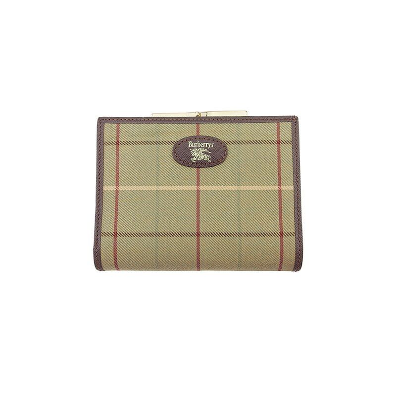 【超メルカリ市★最大30％OFFセール中】バーバリー BURBERRY 二つ折り財布 チェック カーキ系 ブラウン レディース 