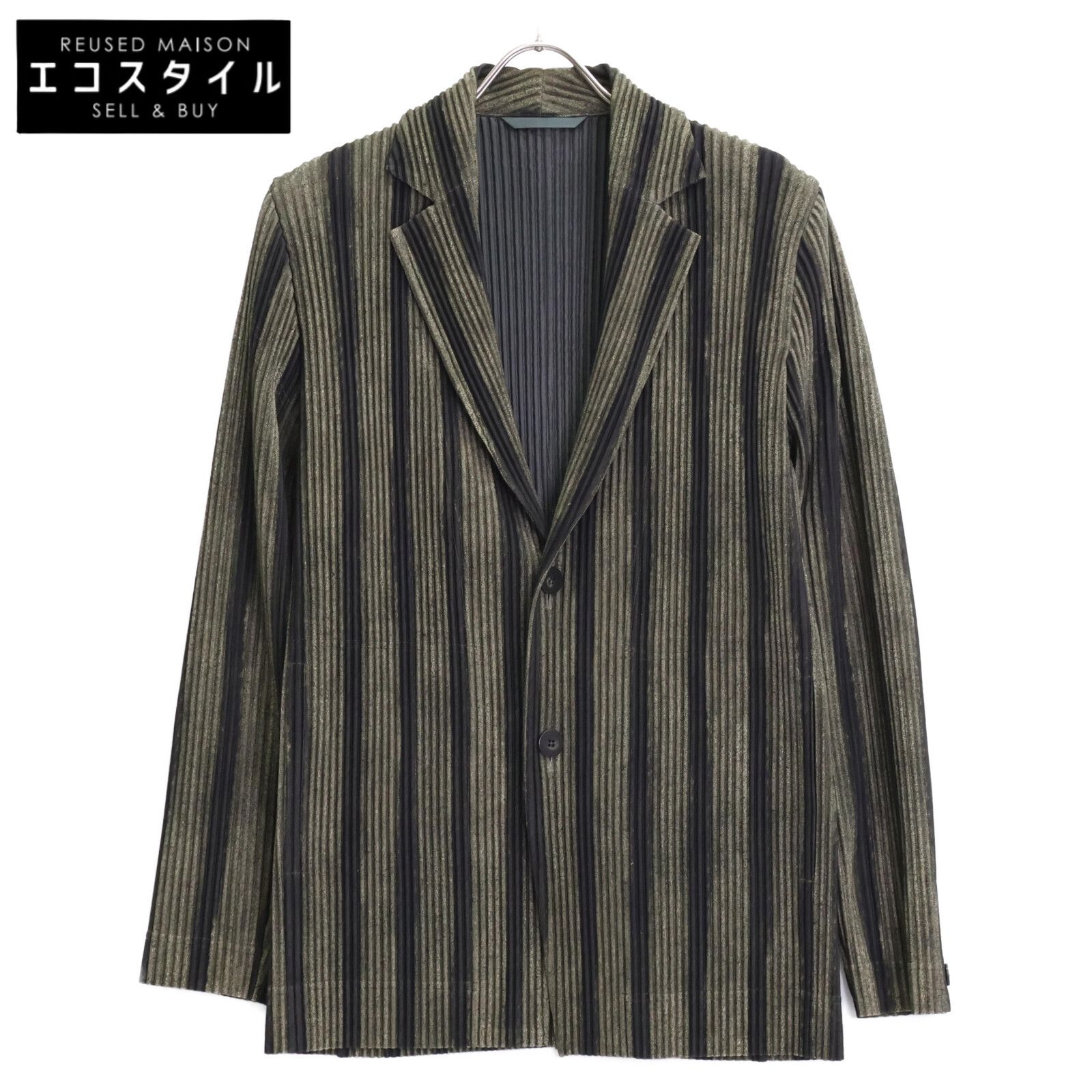 ISSEY MIYAKE MEN テーラードジャケット オリーブグリーン Homme Plissé Issey Miyake テーラード ジャケット | グリーン