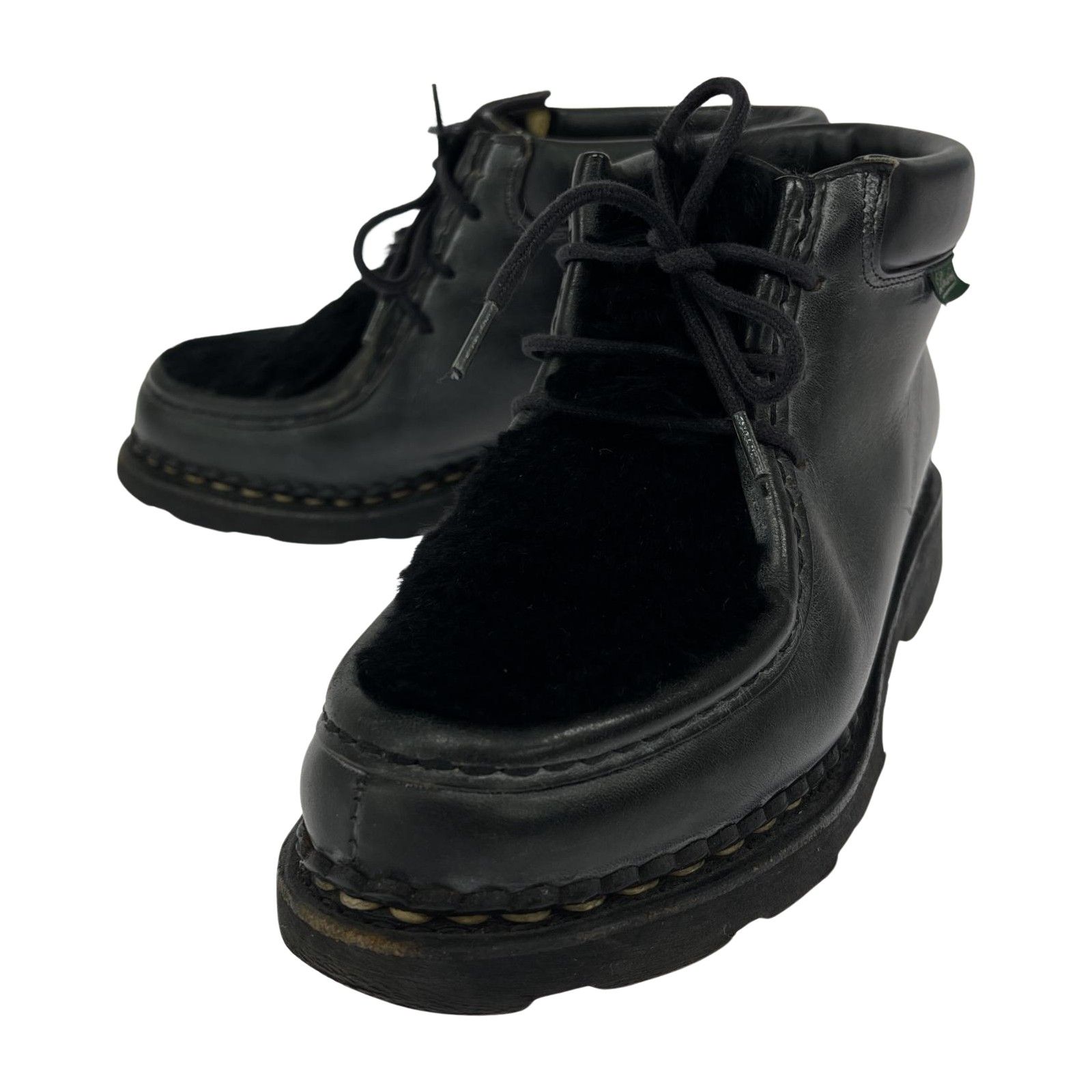 Paraboot パラブーツ ファー レザー ショートブーツ size16|ブラック