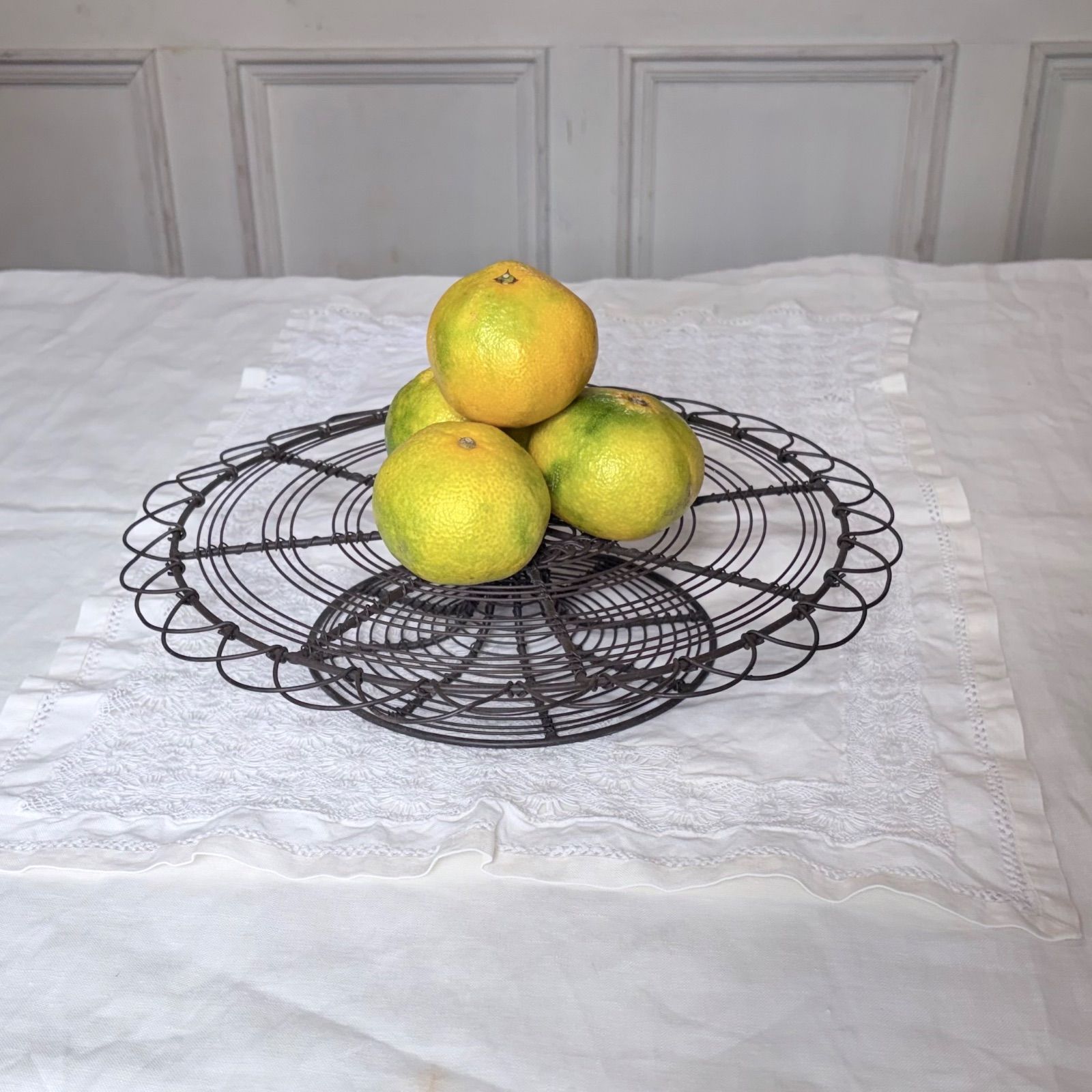 フランスアンティーク パティスリー台 ケーキクーラー メタルパニエのコンポティエ フランスインテリア 801