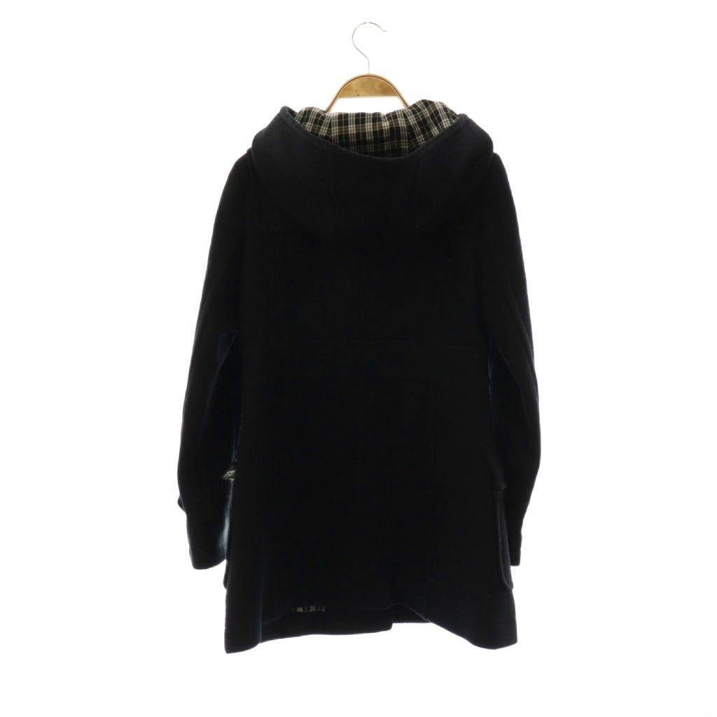 バーバリーブルーレーベル BLUE LABEL 裏地チェックダッフルコート アウター ロング フード 38 ブラック DO GY 53