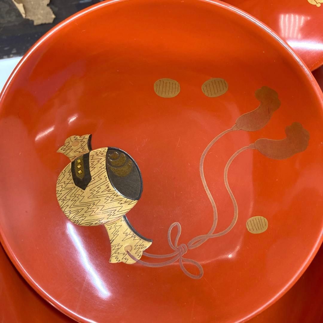 時代 上蒔絵茶椀5客 時代木 身の直径12.9㎝ 東Y5-0720