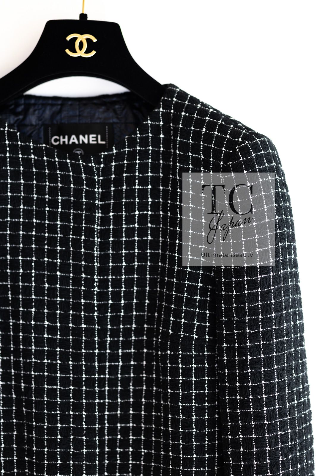 シャネル ジャケット スーツ CHANEL 90万 ブラック チェック CC  