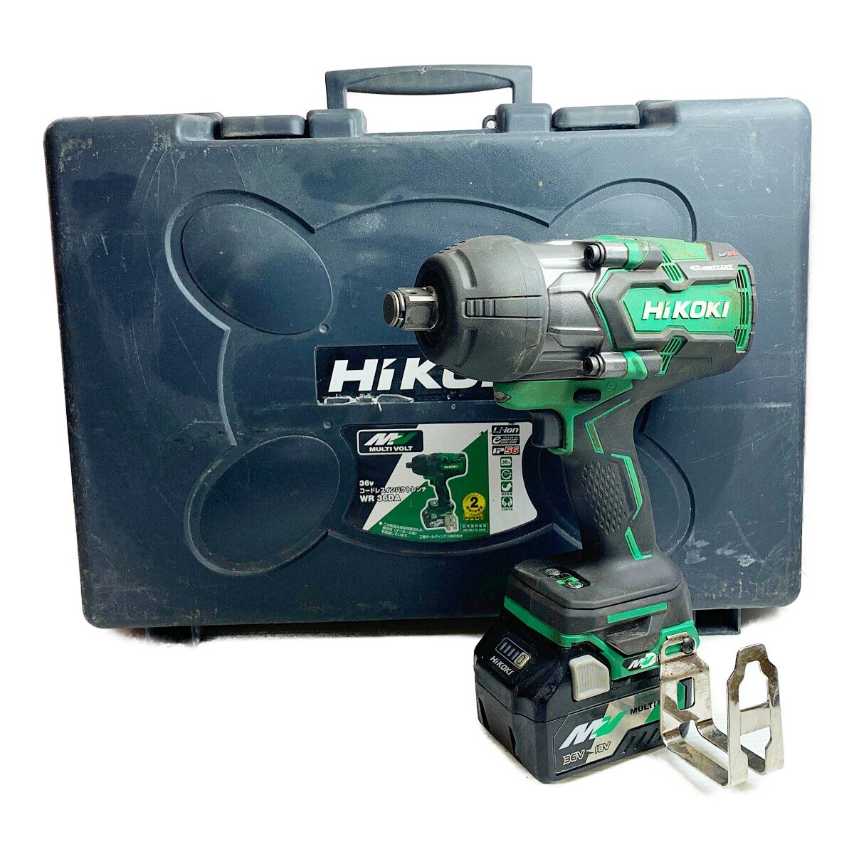 ♭♭HiKOKI ハイコーキ コードレスインパクトレンチ　充電器・充電池2個・ケース付 36v WR36DA ヘックスビットソケットなど付 ♭♭HiKOKI ハイコーキ コードレスインパクトレンチ 充電器・充