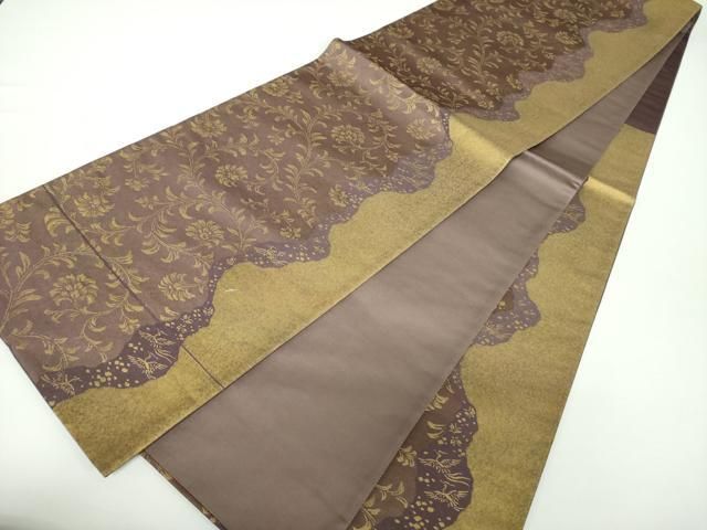 平和屋着物○澤屋重兵衛 六通柄袋帯 更紗鳳凰花文 金糸 正絹 逸品 未