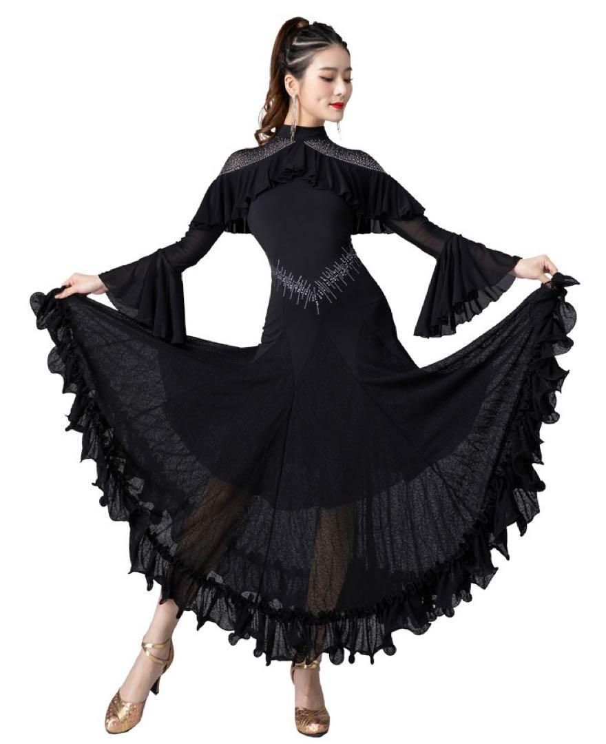 練習着からダンスパーティーまで✨花柄スタンダードワンピース！ストーン付き！ 新品未使用 ストーン付きスタンダードワンピース 練習着に最適