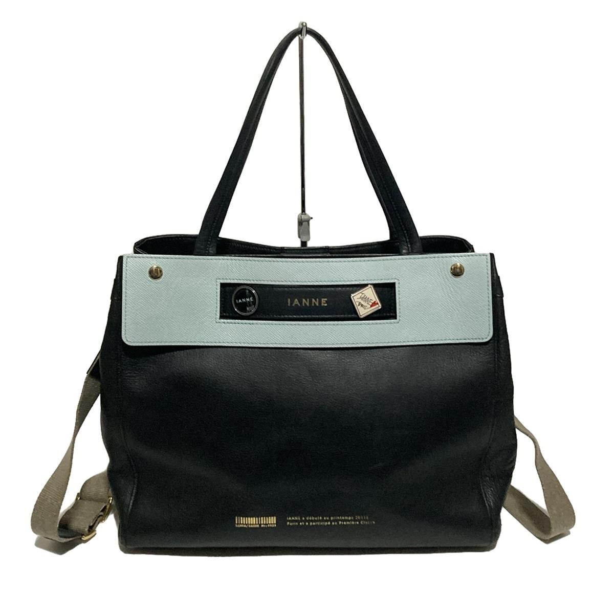 IANNE(イアンヌ) ハンドバッグ - 黒×ライトブルー レザー - メルカリ 