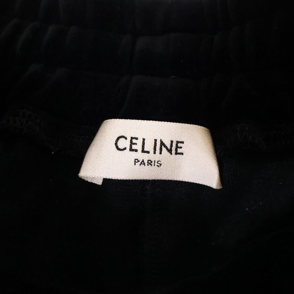 CELINE (セリーヌ) ロゴ刺繍 ベロアトラックパンツ ブラック