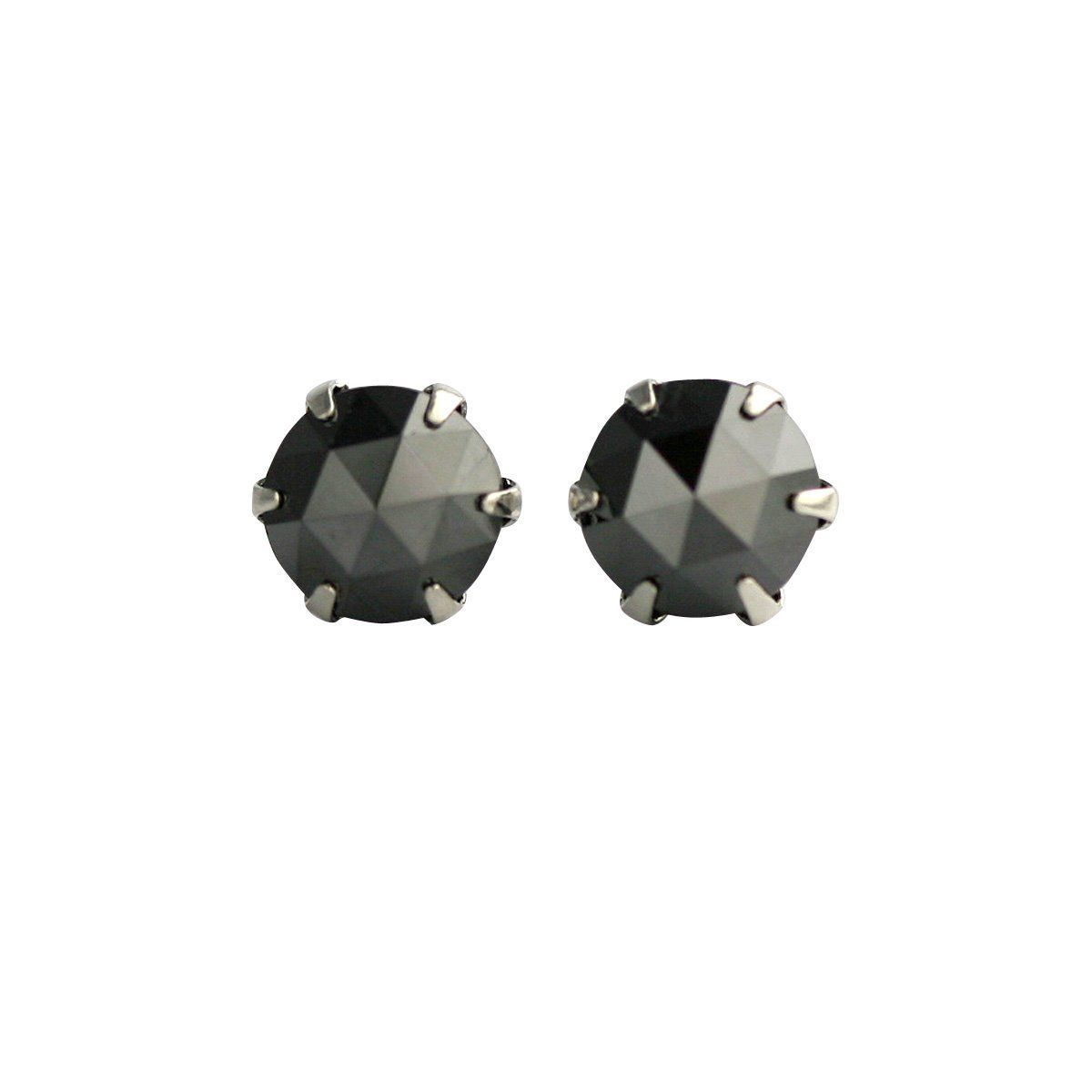 新生活応援SALE [ダイヤモンドワールド] レディース ジュエリー PT900ローズカットブラックダイヤモンドピアス 0.6ct 6本爪タイプ