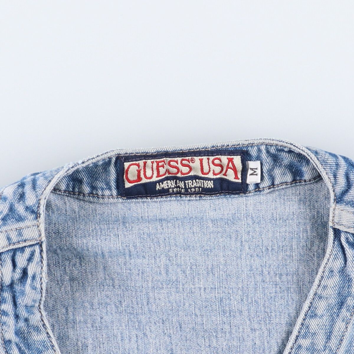 古着 90年代 ゲス Guess デニムベスト USA製 メンズM相当 ヴィンテージ 