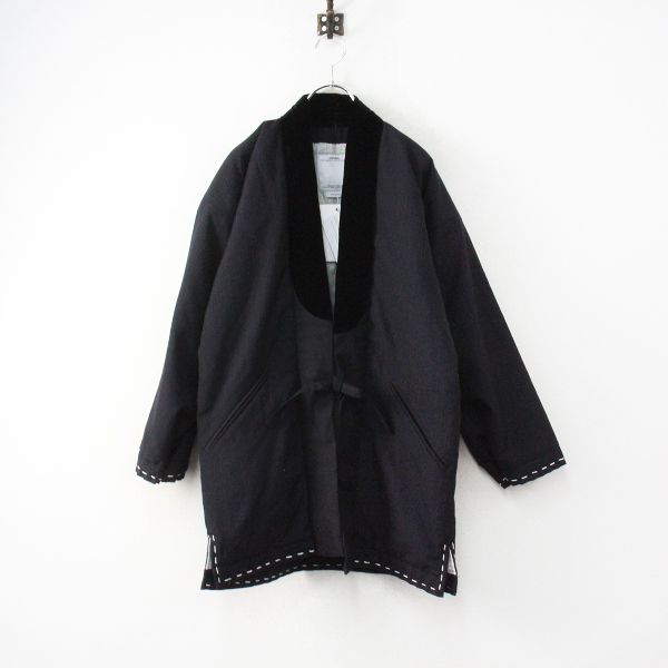 美品 visvim ビズビム DOTERA COAT WOOL STRIPE (SILK) 1/ブラック 