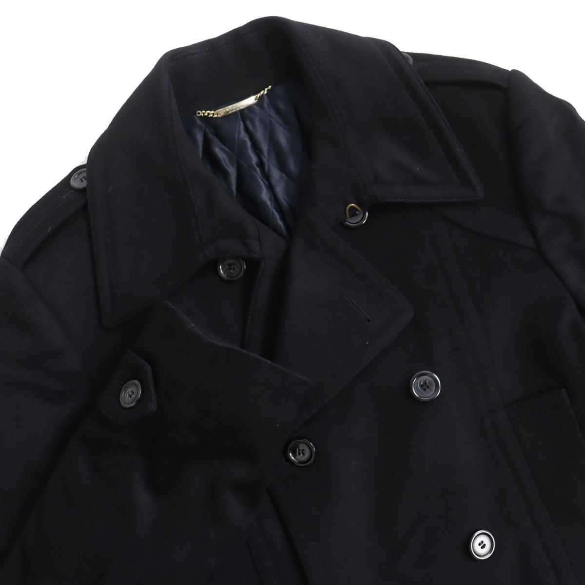 D&G ブラック ウール ピーコート 良品△正規品 黒タグ ドルチェ＆ガッバーナ カシミヤ混 ウール