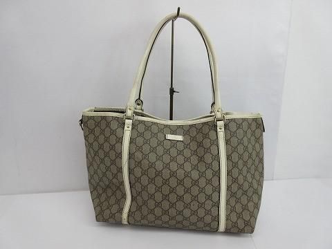 グッチ GUCCI トートバッグ GGスプリーム 197953 ホワイト ブラウン レディース