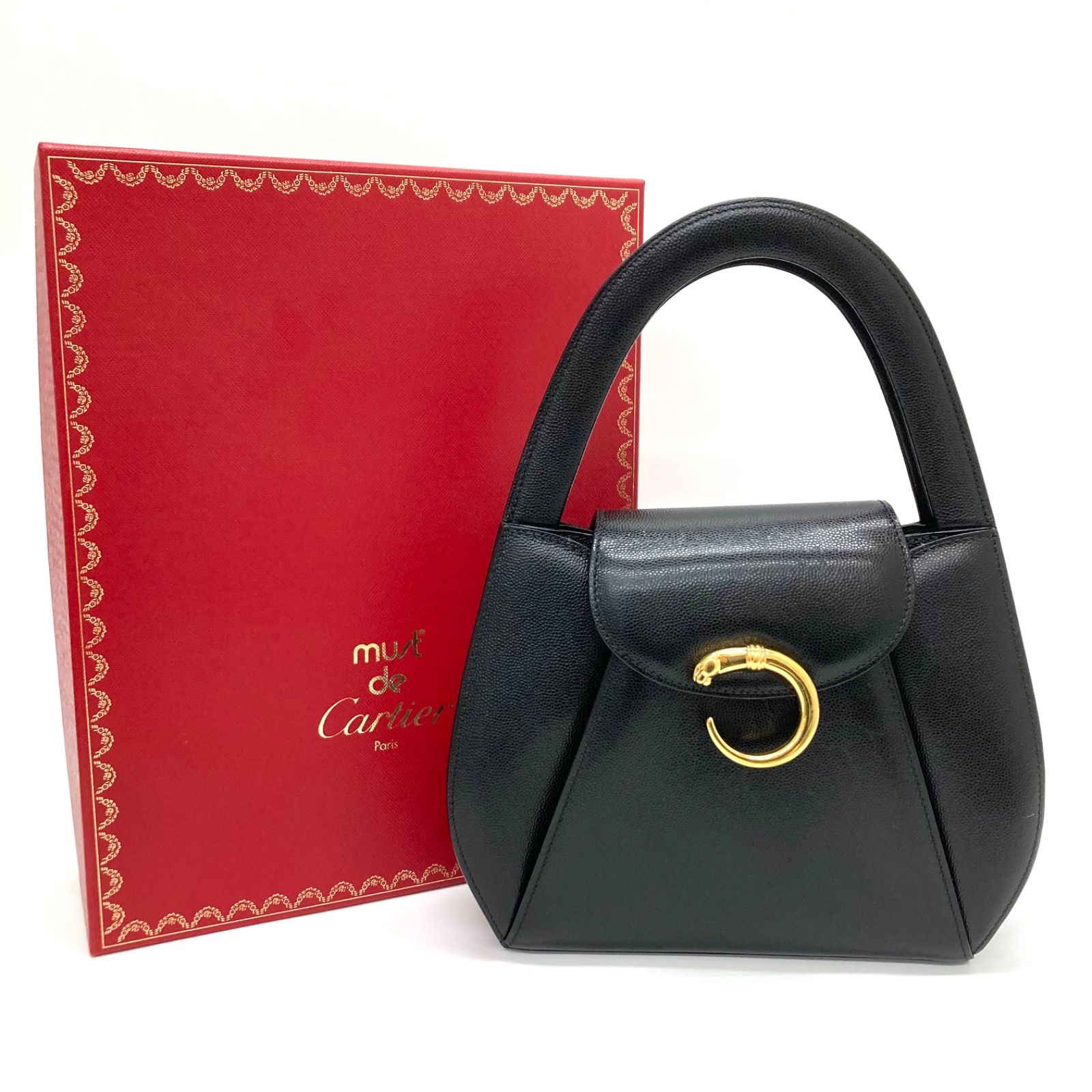 ◆Cartier◆カルティエ パンテール ハンドバッグ カーフレザー ブラック ヴィンテージ