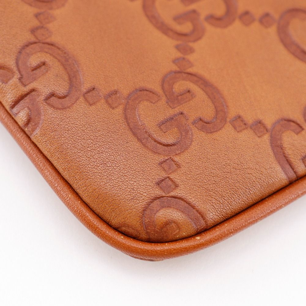 GUCCI】グッチ GG 146570 シマレザー 茶 ユニセックス ポーチ - メルカリ 